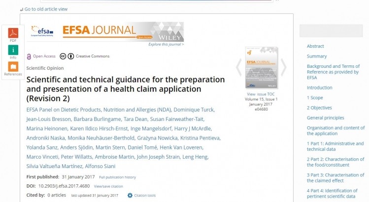 NDA: 'This guidance outlines the information and scientific data which must be included in the application, the hierarchy of different types of data and study designs, and the key issues which should be addressed in the application to substantiate the health claim.'