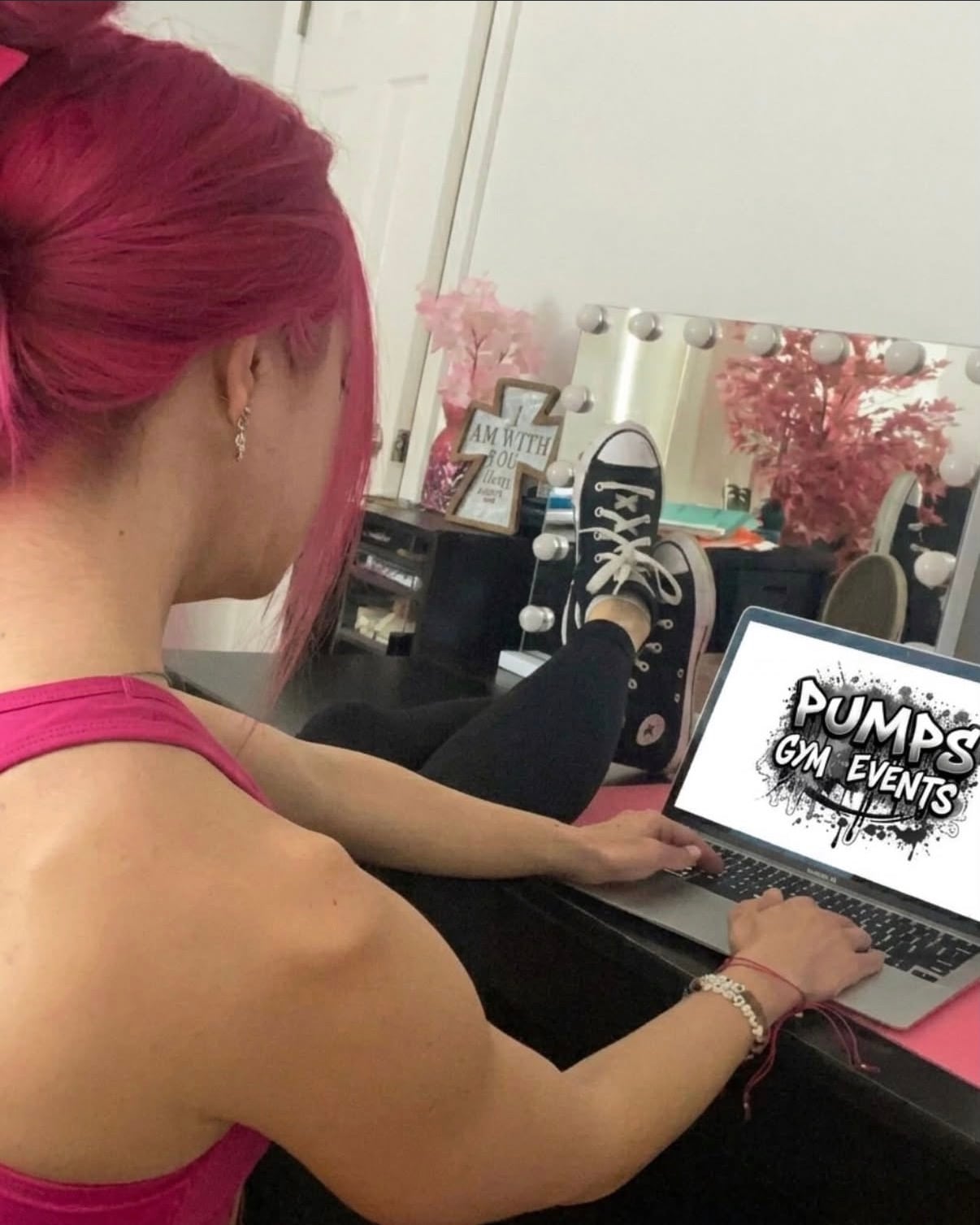 Diana Morgan behind the scenes, planning PUMPS Gym Events as the concept expands across the nutrition and wellness industry.