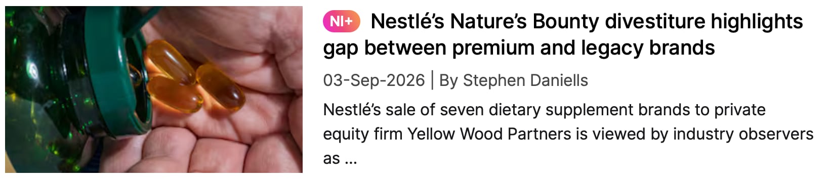 Nestle divestiture NI coverage