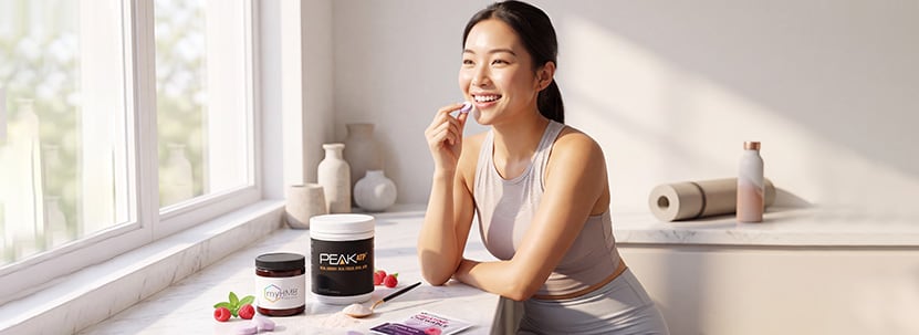 Woman taking dietary supplements