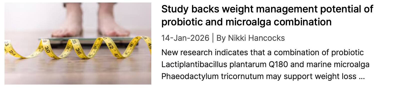 Probiotic and microalga combo for weight NI coverage