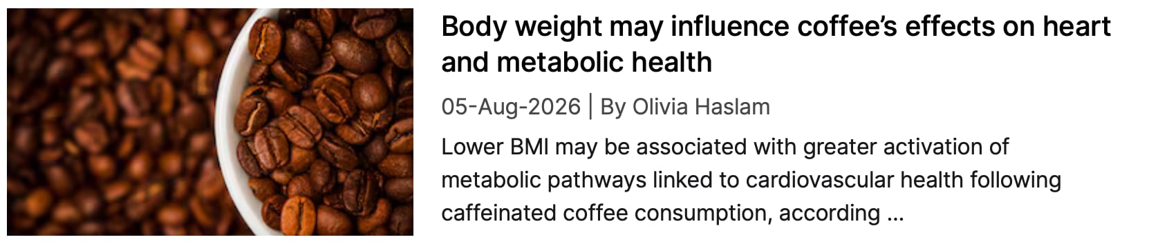 Body weight and coffee effects NI coverage