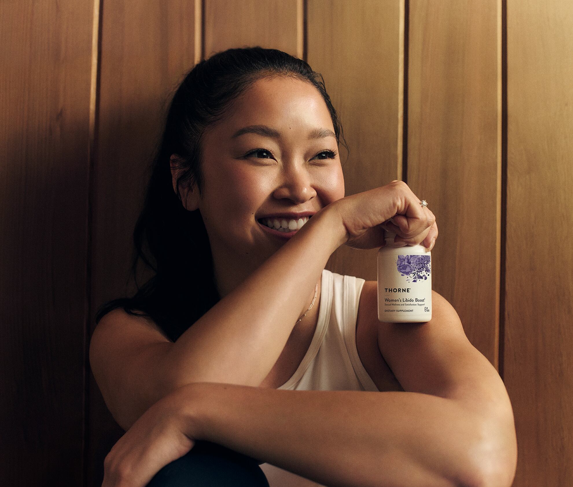 Lana Condor appears in Thorne’s campaign, highlighting sexual wellness and libido.