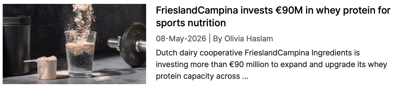 FrieslandCampina whey investment NutraIngredients coverage