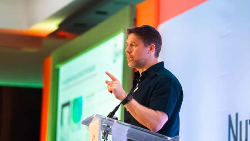 Nick Morgan, founder and managing director of Nutrition Integrated, speaking during a presentation on the proactive pursuit of agelessness.