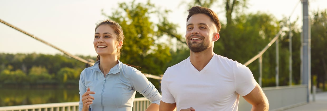 Man and woman out running