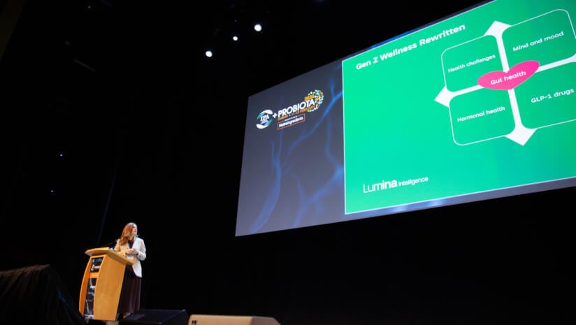 Ewa Hudson, director of insights at Lumina Intelligence, discusses data positioning the gut at heart of Gen Z health challenges on stage at Probiota 2026 in Dublin.