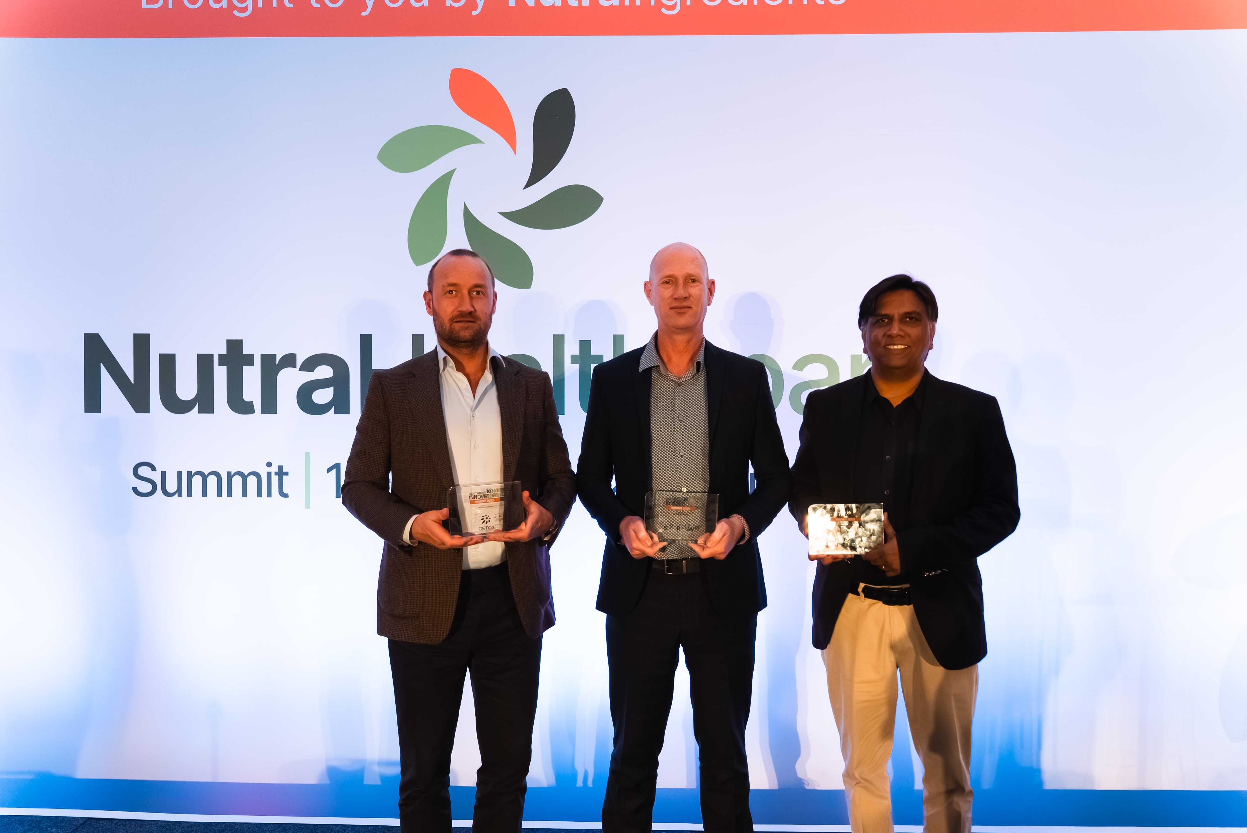 The 2025 Healthspan Innovators were (from left) Grontvedt Biotech (represented by Henrik Traaholt, CCO), SRW Labs (represented by founder, Greg Macpherson), and NemaLife (represented by Siva Vanapalli, CEO)