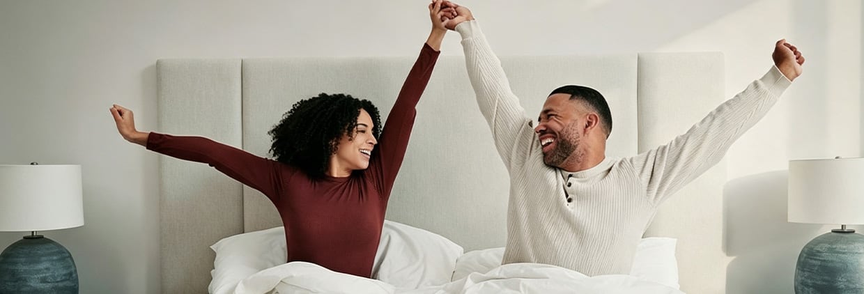 Couple waking up in the morning