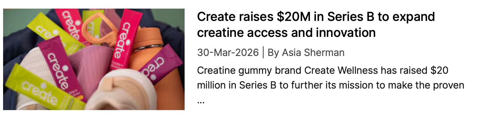 Create Wellness SeriesB funding