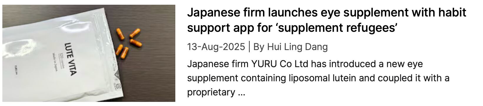 Screenshot of Yuru eye supplement coverage