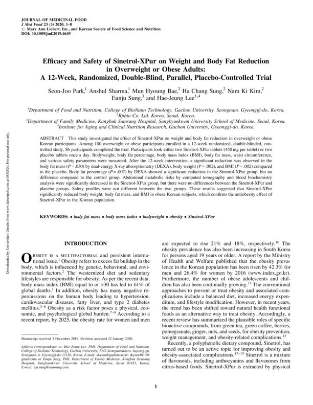 Weight Management – New published clinical study