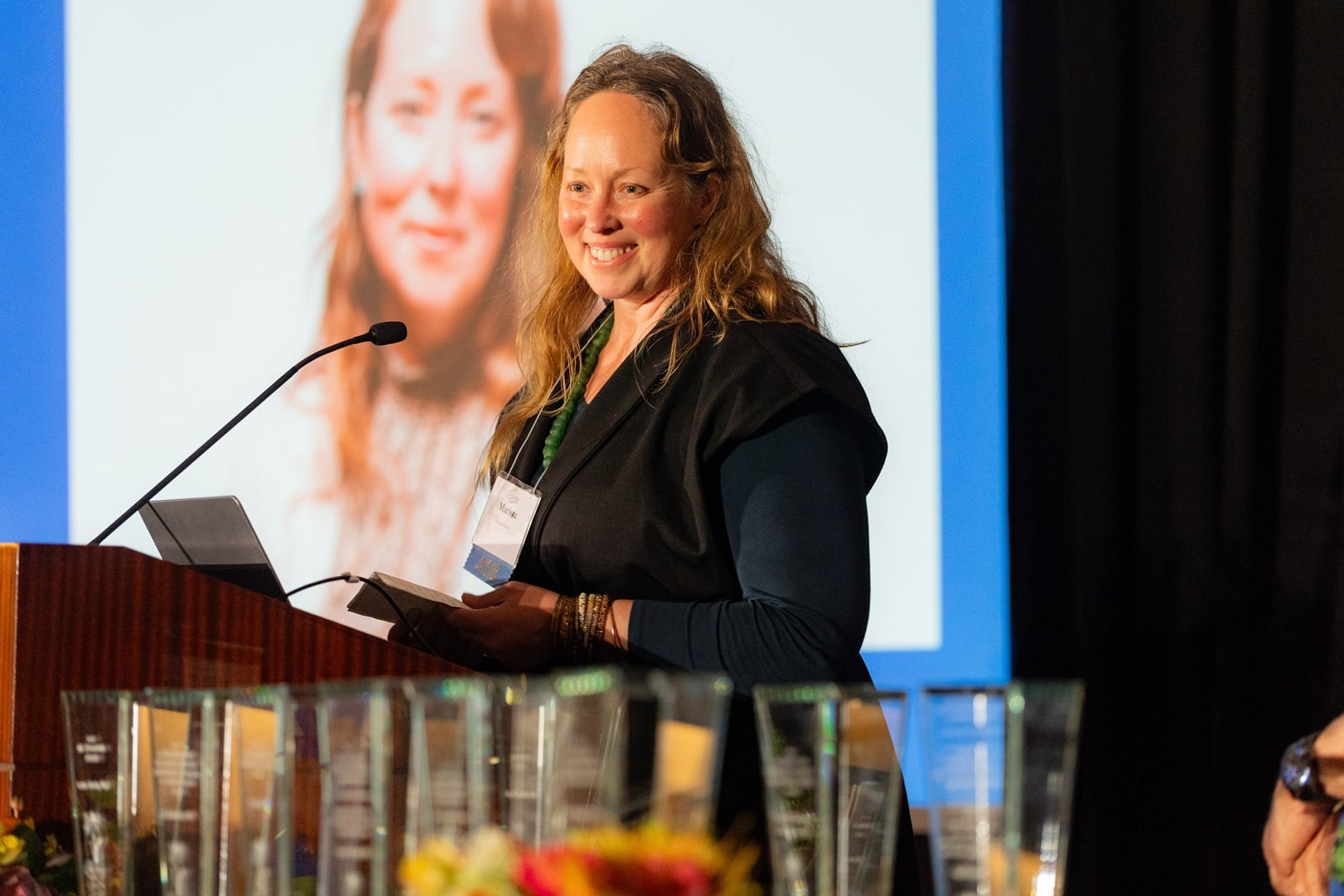 Marisa Williams, ND, of Traditional Medicinals accepting her award at the 21st annual Celebration and Botanical Excellence Awards