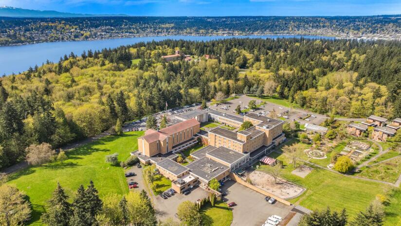 Bastyr University campus in Kenmore, Washington sit on 51 acres surrounded by 400 acres of state park.