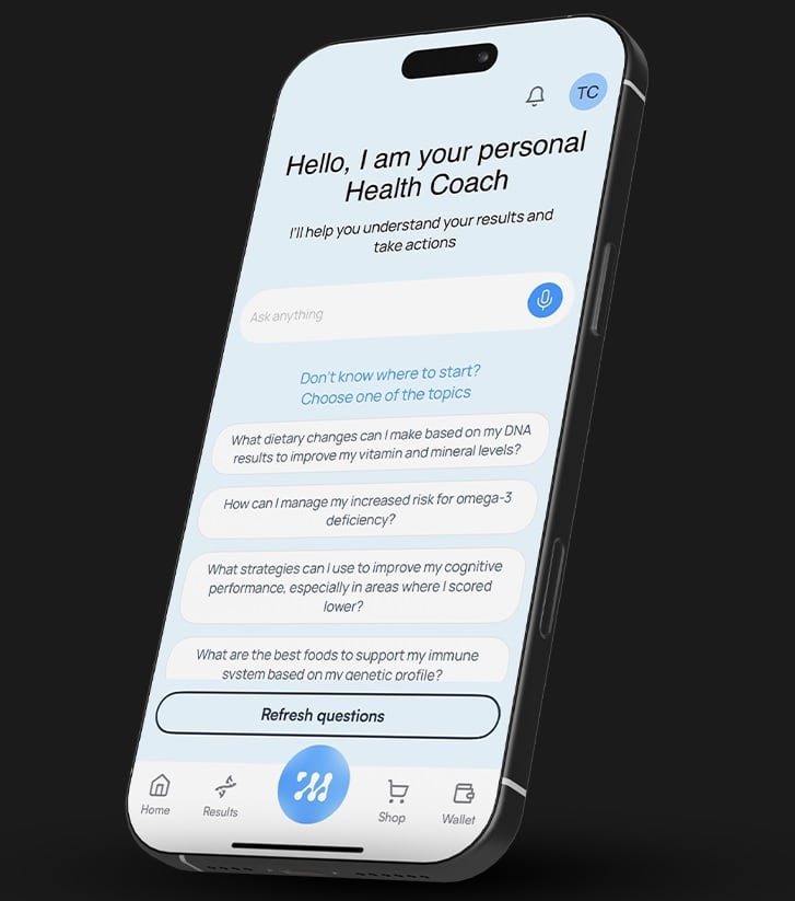 mobile phone showing MAISIE health coach interface