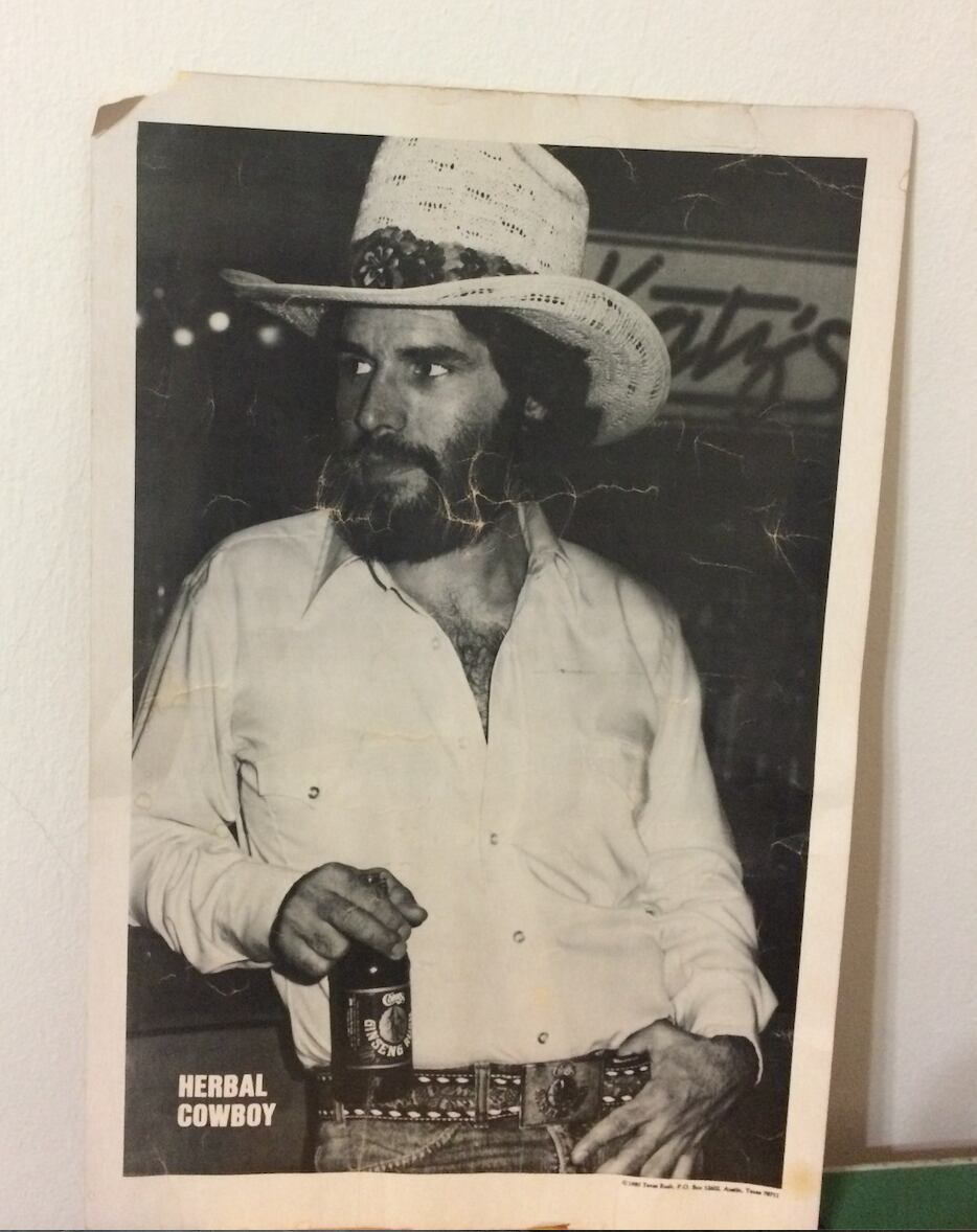 Mark Blumenthal, the "Herbal Cowboy" in the early 1980s at Katz’s Deli in Austin., TX as John Travolta, as he appeared in the 1980 film “Urban Cowboy".
