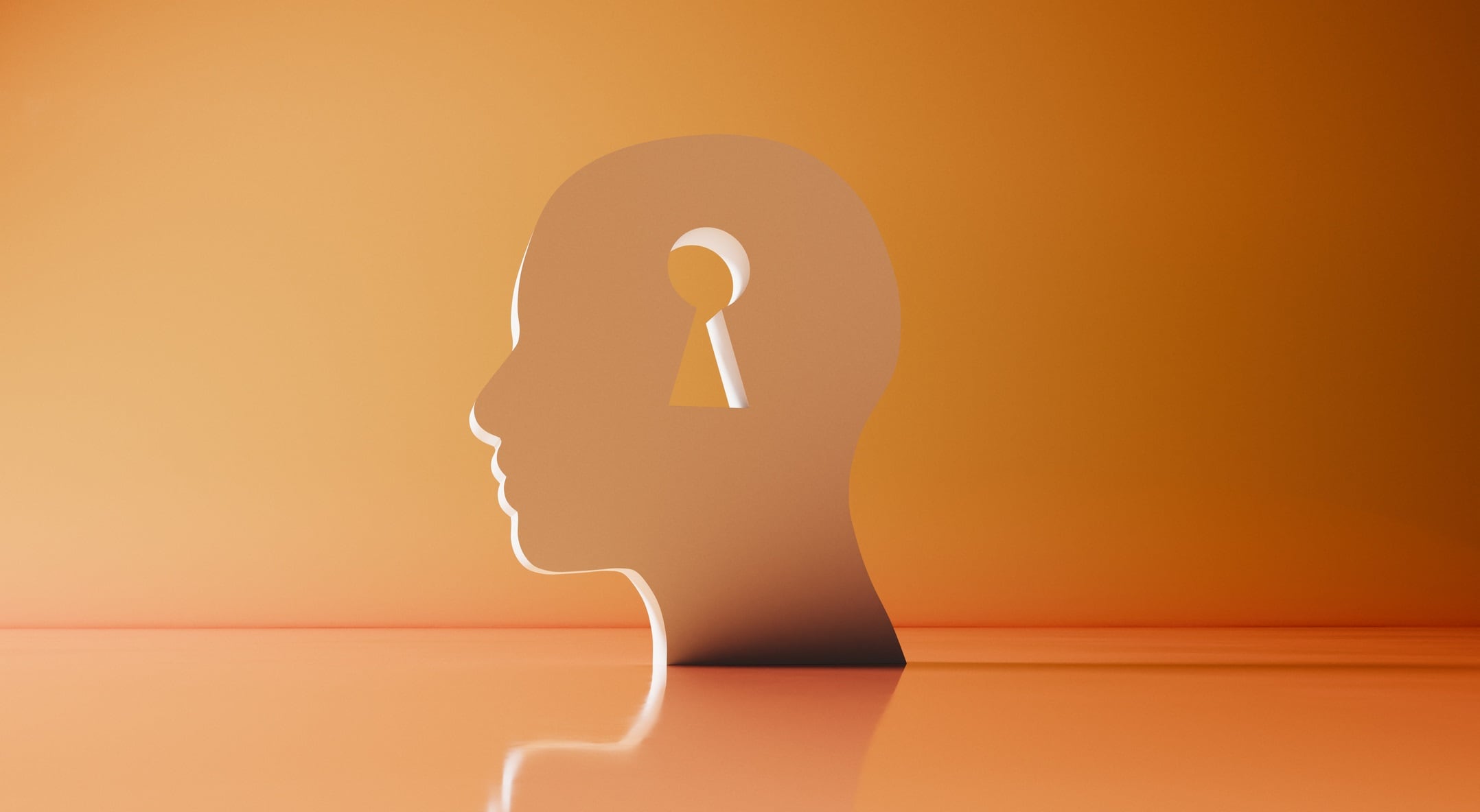 Conceptual image of a person's head with keyhole cutout