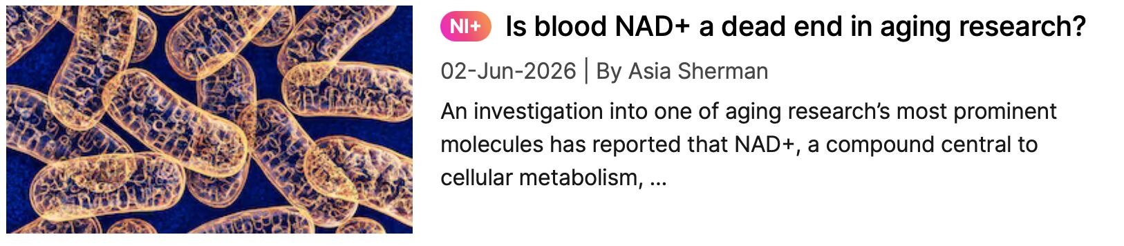 blood NAD+ study NI coverage