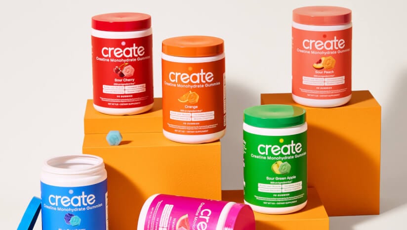 Colorful Create Wellness creatine gummmy display