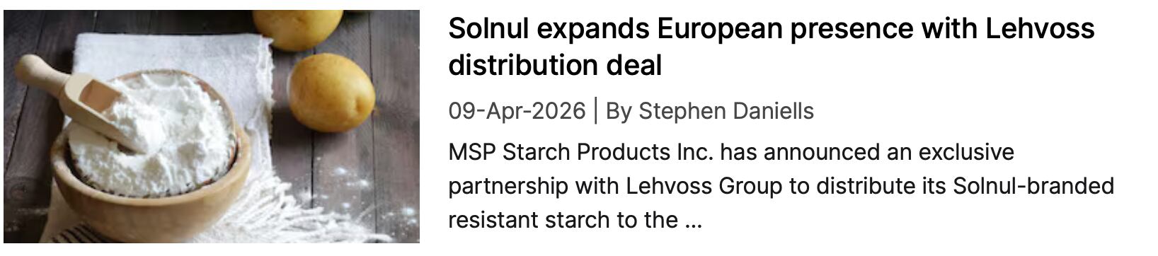 Solnul and Lehvoss NutraIngredients coverage