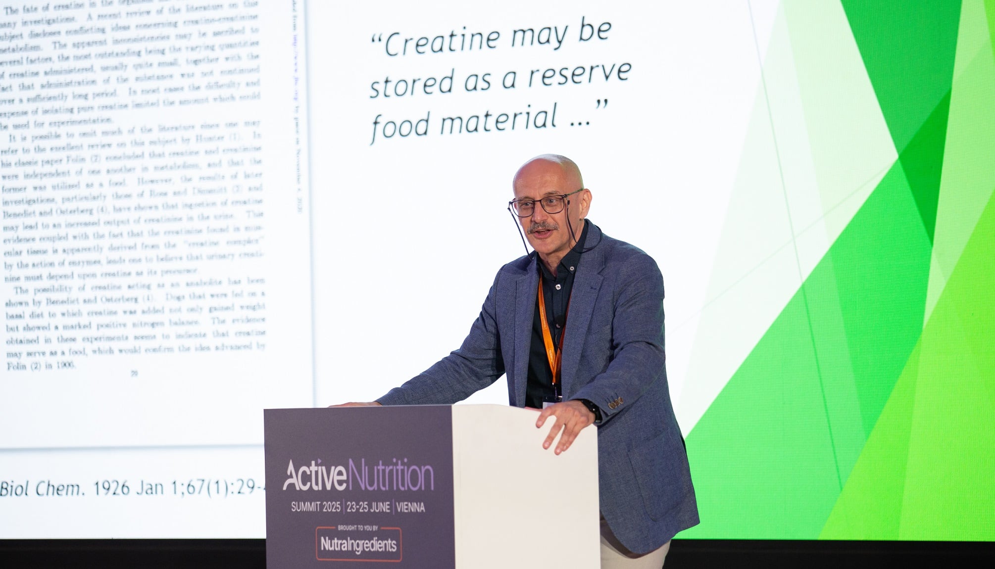 Prof Sergej Ostojic speaking about creatine at the recent Active Nutrition Summit in Vienna hosted by NutraIngredients