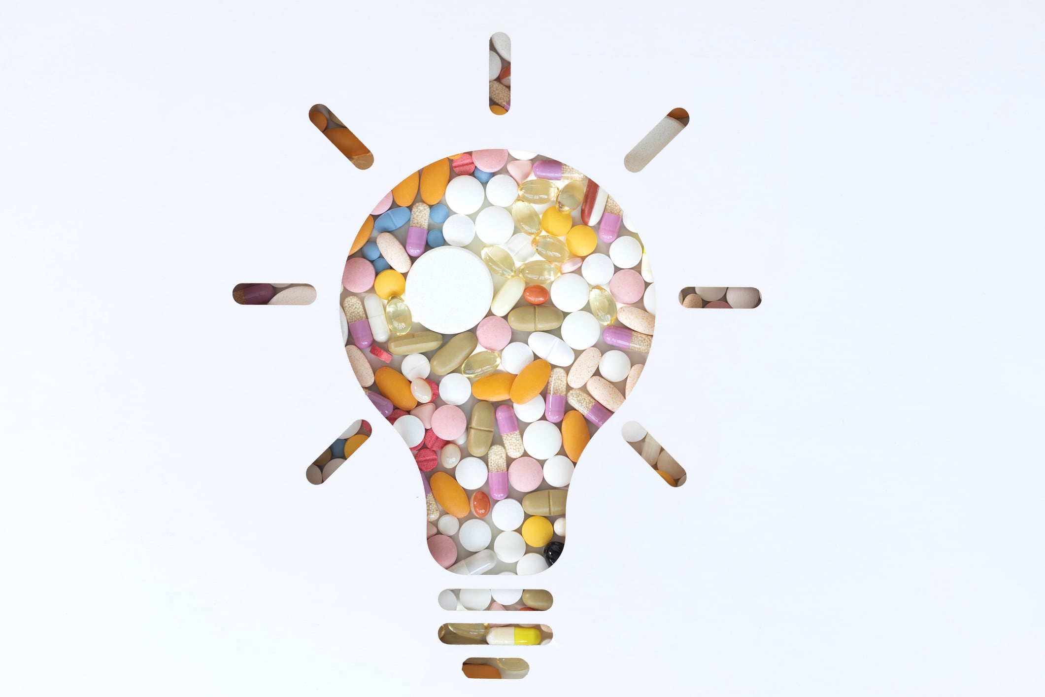 Light bulb shape with pills.