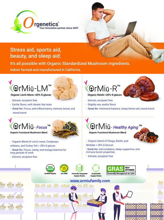 OrMiū™ Family: Organic Standardized Mushroom Ingredients