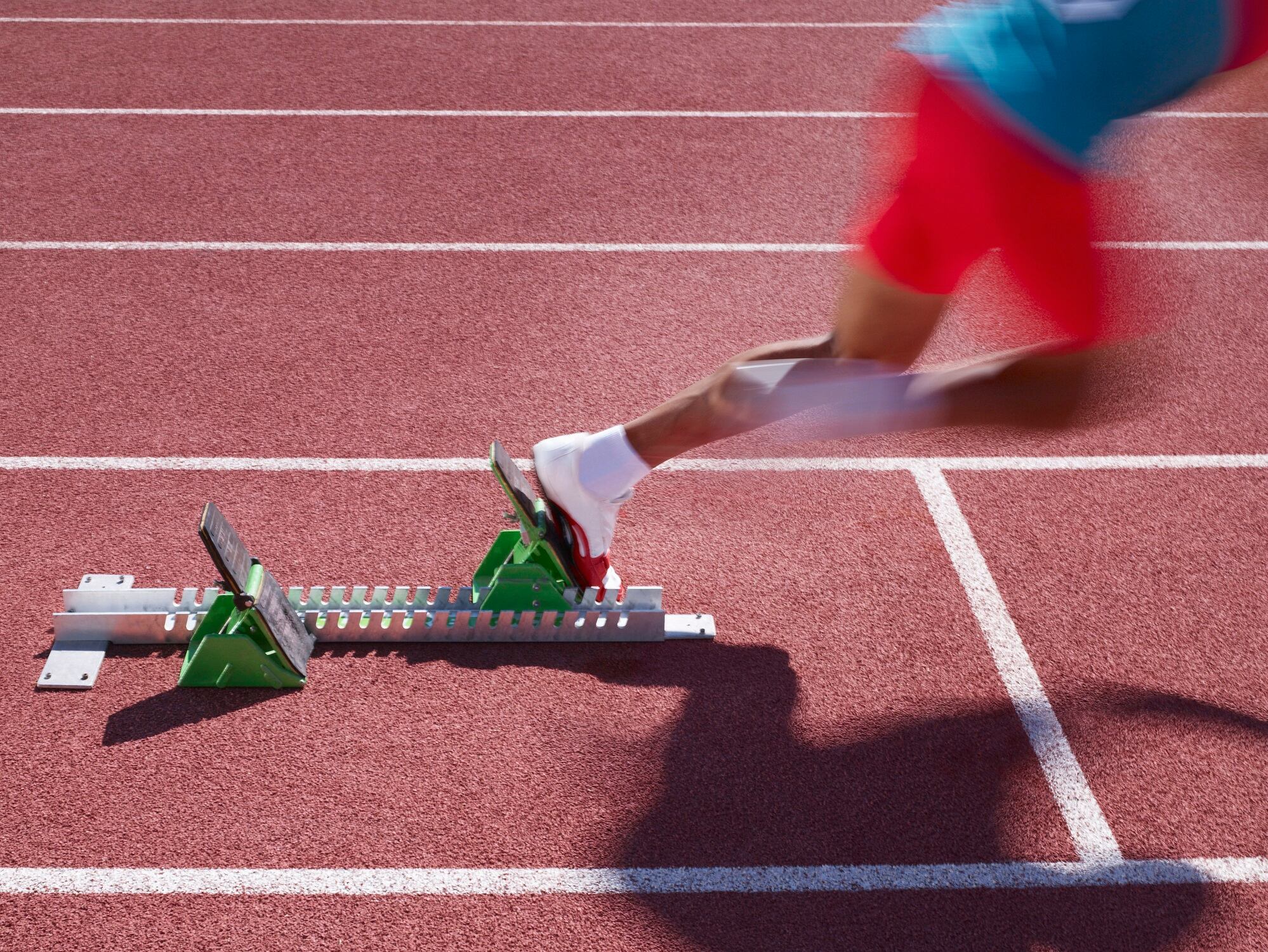 Racer at start line on track
