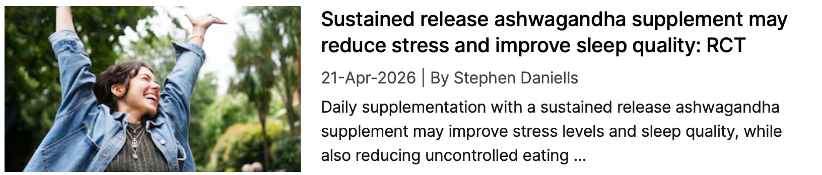 Sustained release ashwagandha and sleep NI coverage