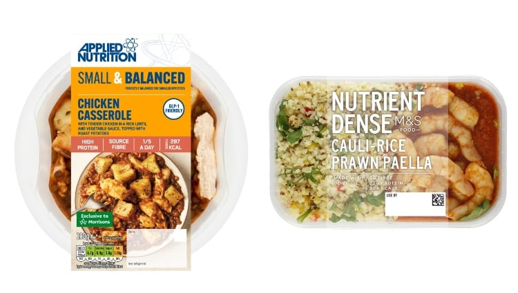 GlP-1 friendly meals - Applied Nutrition Small & Balanced and M&S Nutrient Dense.