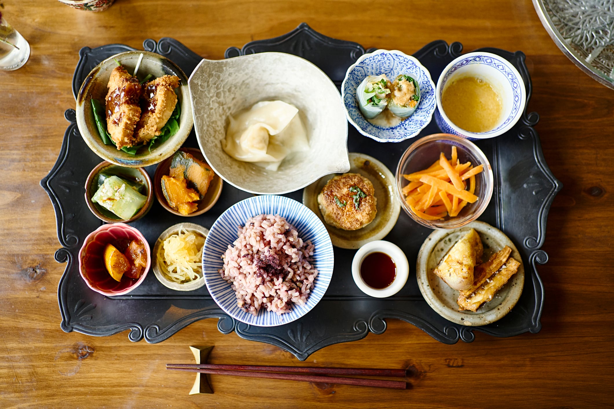 Traditional Japanese meals typically consist of carbohydrates as a staple, protein-rich foods in the main dish, and side dishes that may include vegetables, beans, and mushrooms.