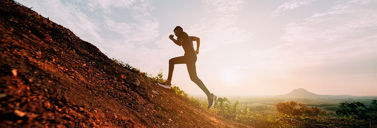 Man running up hill