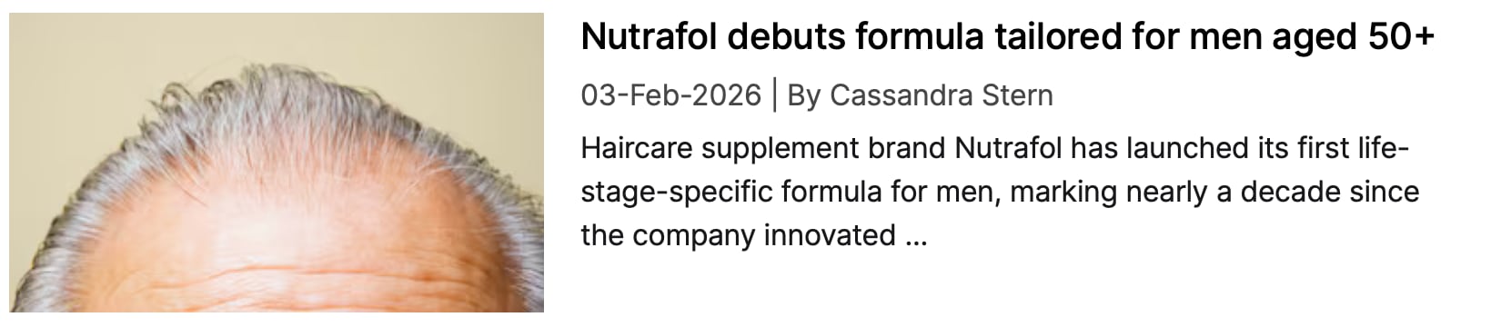 NutraIngredients coverage Nutrafol Men 50+