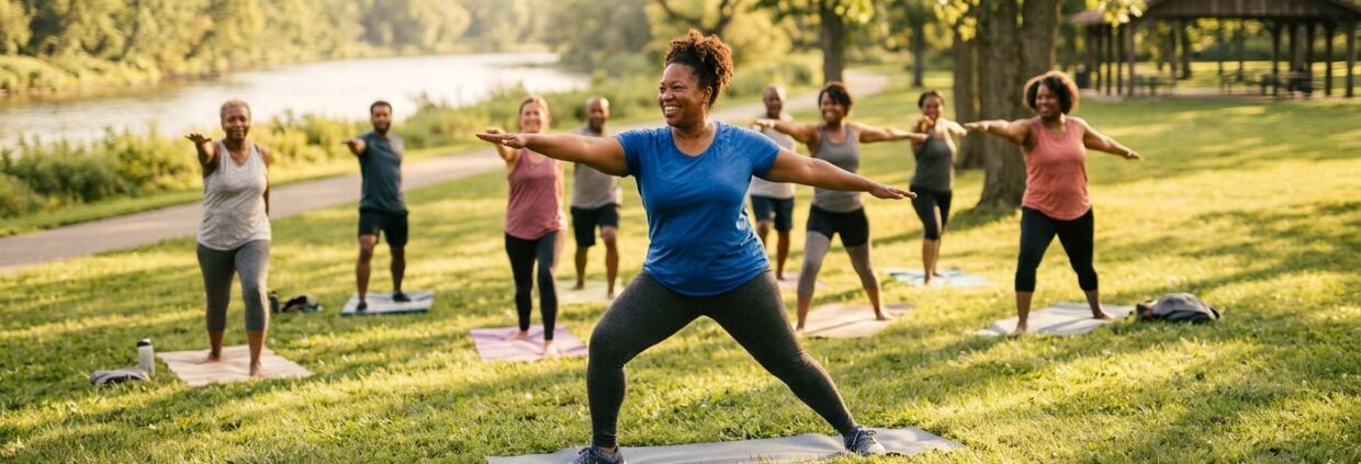 People exercising in park