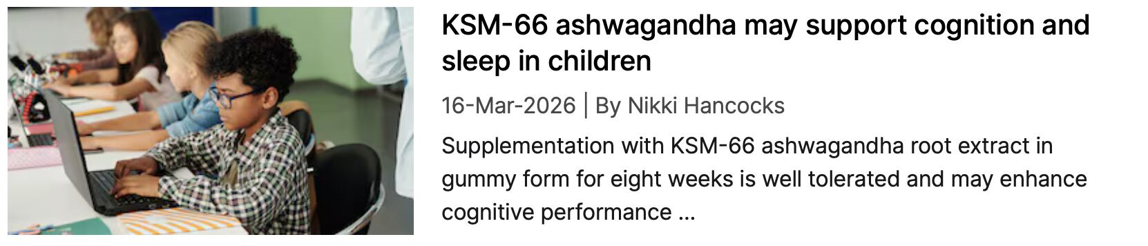 KSM-66 and sleep in children NI coverage