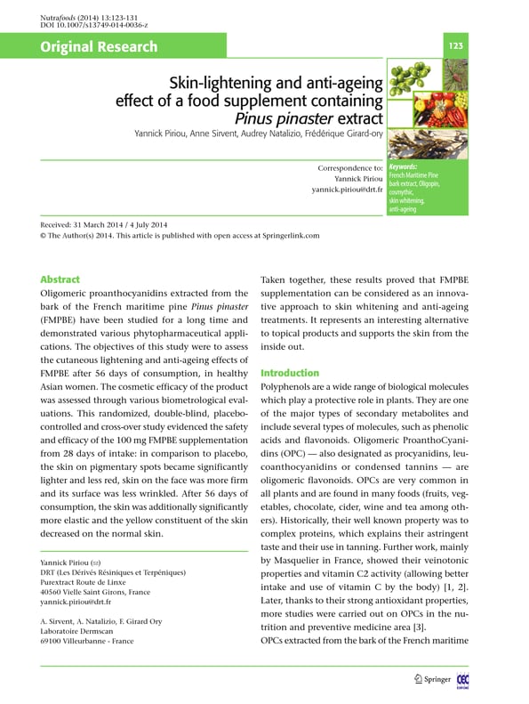 Skin-Lightening and Anti-Ageing Effect of a Food Supplement