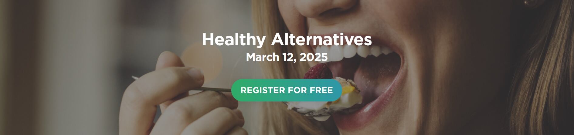 Woman eating a yogurt and fruit.