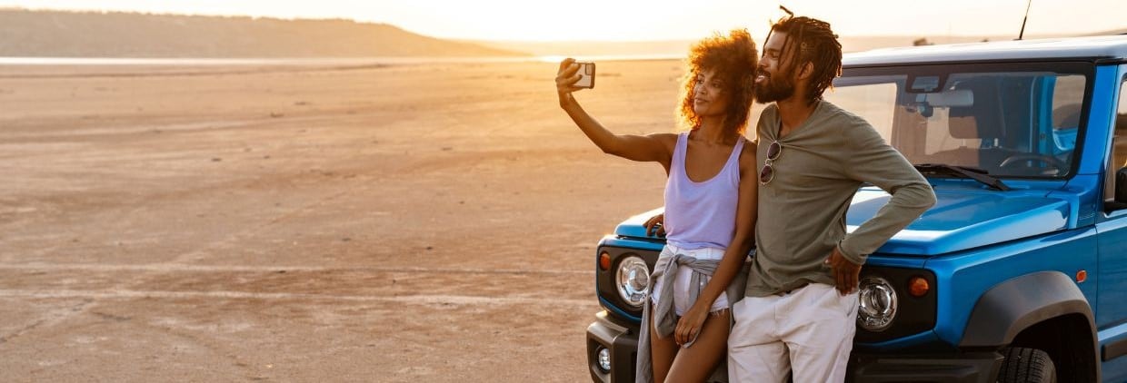 Couple taking a selfie in the desert
