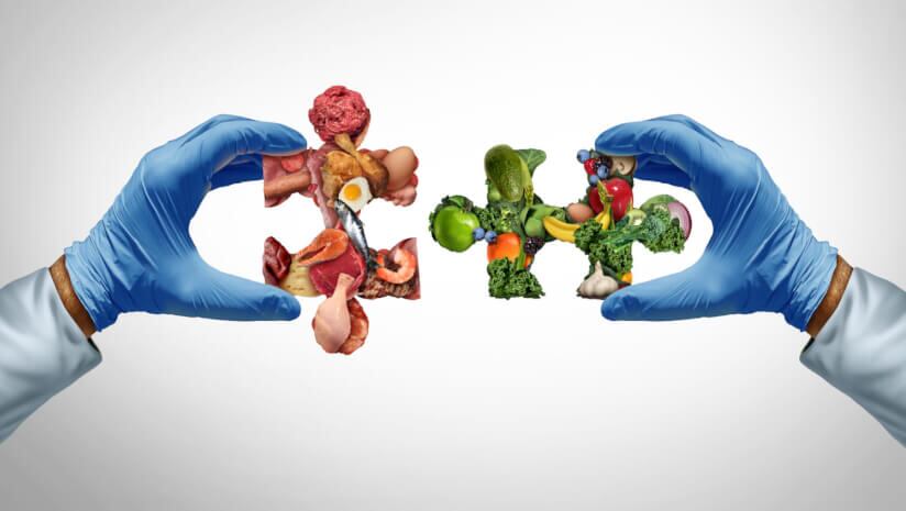 Picture of a food scientist piecing together a nutrition puzzle