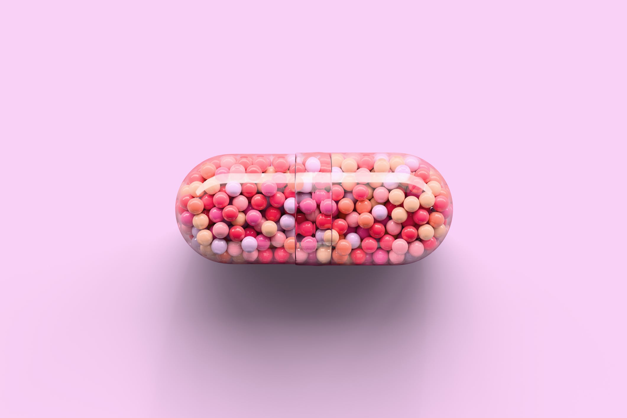 Photo showing a transparent NAD+ capsule.