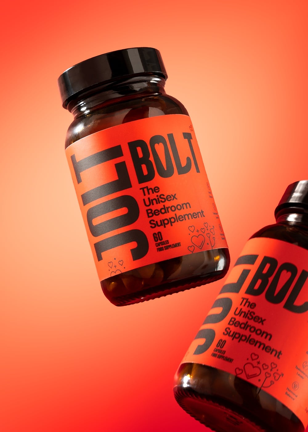 Bolt contains maca root, vitamin B6, zinc, fenugreek seed, tribulus terrestris, muira puama root, ashwagandha (KSM-66), damiana leaf and bamboo extract.