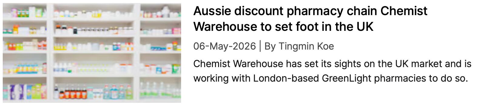 Chemist Warehouse and GreenLight Pharmacies NutraIngredients coverage