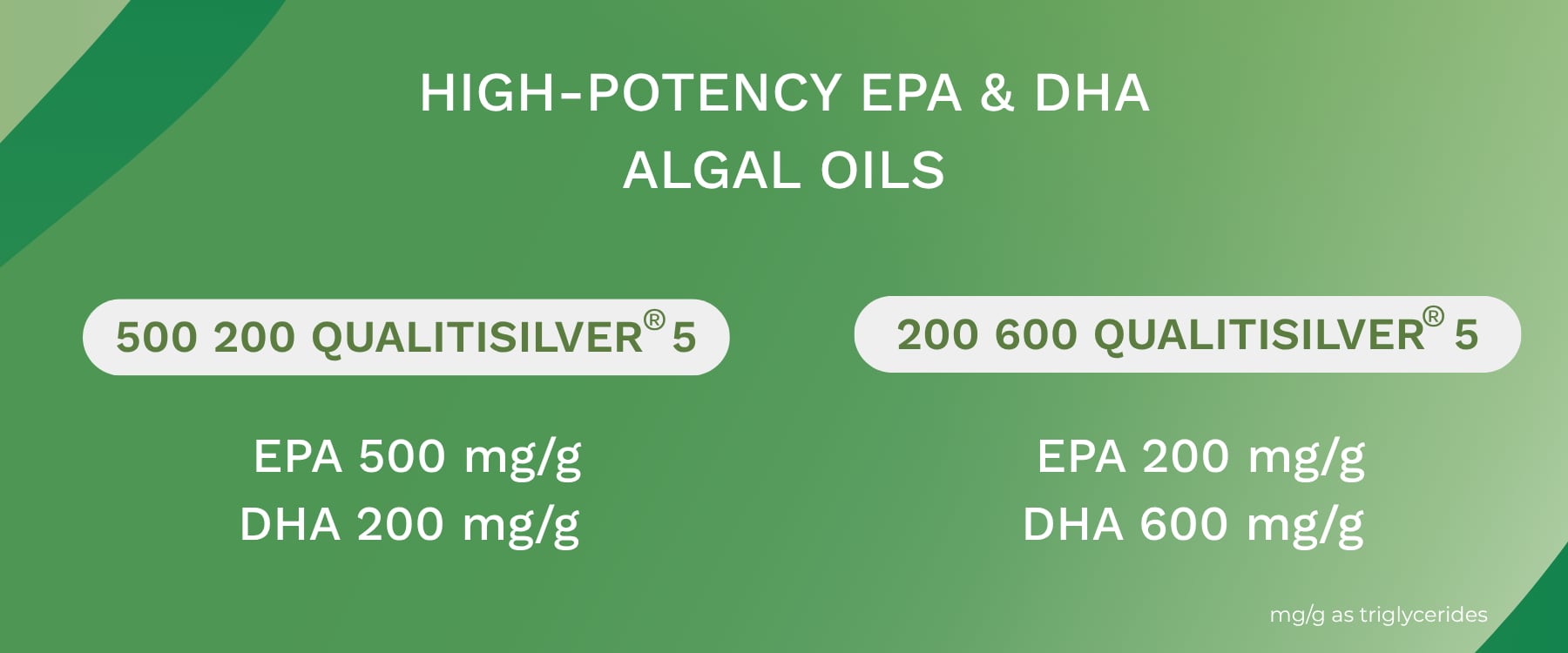 High-potency EPA and DHA algal oils