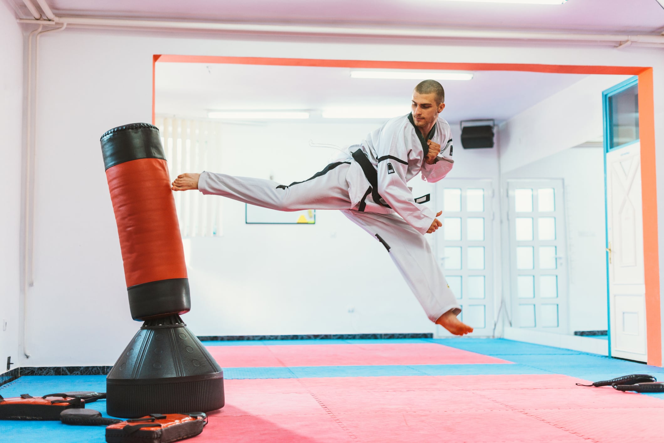 Taekwondo is an . sport suitable for men and women. It is Korean martial art that uses mostly leg techniques. It predominantly develops legs and torso muscles.