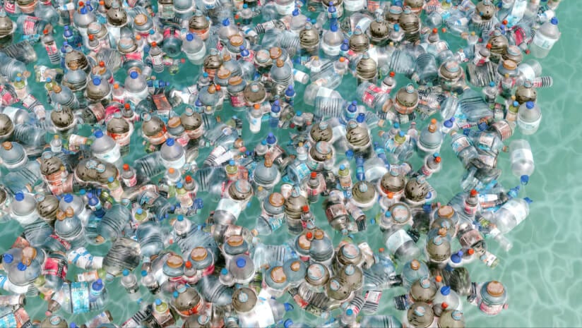 Image of plastic bottles in the ocean