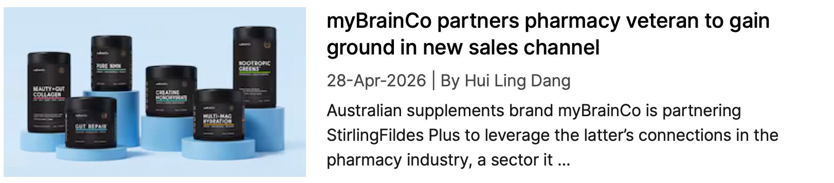 myBrainCo and StirlingFildes Plus NutraIngredients coverage