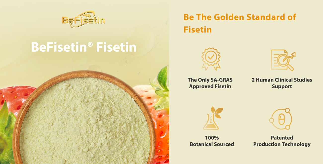 BeFisetin® Fisetin powder: SA-GRAS approved, botanically sourced, patented technology, supporting ovarian microenvironment health