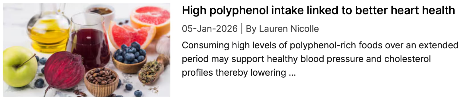 High polyphenol intake and heart health NI coverage