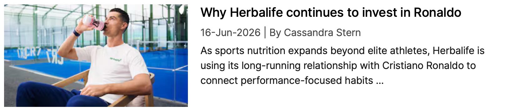 Herbalife and Ronaldo NutraIngredients coverage