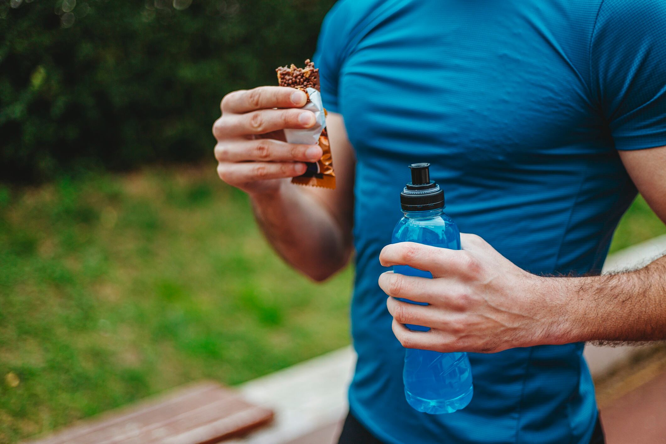 Man exercising and lives healthy life.